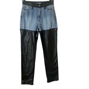Fashion Nova Jeans Womens Size 1 Faux Leather Panel Skinny Jeans